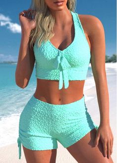 Color:Mint Green;Size:L;Bra Style:Padded;Support:Wire Free;Pad Style:Removable;Strap Style:Unadjustable;Package Contents:1 X Bikini Top , Without Bottom;Occasion:Sport;Style:Tribal; Summer Items, Swimwear Suits, Best Swimsuits, Beach Swimsuit, Swim Dress, Bra Styles, Lookbook Outfits, Summer Wear, Cute Shirts