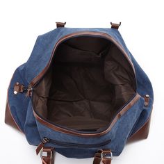 Canvas and Leather Weekend Tote Bag Overnight Duffle Bag Travel Weekender Bag Are you ready to enhance your travel and daily experiences with the Canvas and Leather Weekend Tote Bag? This stylish and functional accessory is designed to be your versatile companion for weekend getaways, day trips, and everyday adventures. Key Benefits: Versatile Companion: Designed for weekend getaways, day trips, and everyday adventures, this tote bag is your ideal travel companion. Durable Elegance: Crafted from Blue Canvas Bag With Zipper Closure, Casual Shoulder Bag With Zipper For Overnight Trips, Functional Blue Shoulder Bag For Travel, Blue Canvas Bag With Zipper For Daily Use, Blue Shoulder Bag With Zipper For Travel, Blue Rectangular Bag With Luggage Sleeve, Blue Shoulder Bag With Zipper Closure For Travel, Blue Duffle Bag With Zipper Pocket For Daily Use, Blue Rectangular Canvas Bag With Zipper Closure