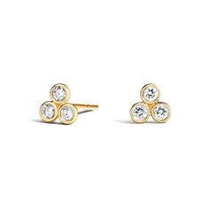 DESCRIPTION Three delicate diamonds form our newest 14kt Gold Fleur Stud. The perfect stud for everyday wear or and addition to your ear stack. DETAILS & FIT 14kt gold post + setting White Diamonds STYLE NUMBER FE-GDS Solid Gold Earrings, Diamond Earring, Diamond Anniversary, Diamond Stud Earrings, Diamond Stud, Everyday Earrings, Diamond Fashion, 14kt Gold, Lab Diamonds