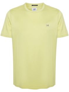 lime green cotton lightweight jersey logo patch at the chest crew neck short sleeves straight hem Jersey Logo, C P Company, T Shirt Vest, Green Cotton, Cotton T Shirt, Patch Logo, Size Clothing, Lime Green, Cotton Tshirt