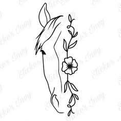 a horse's head with flowers on it