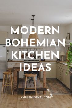 modern bohemian kitchen ideas with text overlay