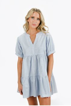 Czarina Sky Striped V-Neck Tiered Babydoll Dress https://www.tobi.com/product/79734-tobi-czarina-striped-v-neck-tiered-babydoll-dress?color_id=113594&utm_source=pinterest&utm_medium=social&utm_campaign={campaignid}_{adgroupid}_{product_id} Beach Tiered Cotton Dress With Ruffle Hem, Cotton Tiered Summer Beach Dress, Cotton Tiered Dress With Ruffle Hem For Beach, Cotton Tiered Mini Dress For Day Out, Summer Cotton Tiered Dress For Vacation, Cotton Tiered Summer Dress For Vacation, Summer Tiered Cotton Dress For Vacation, Casual Tiered Dress With Ruffle Hem, Spring Cotton Tiered Day Dress