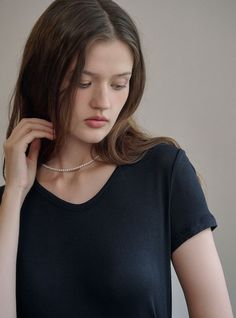 Casual V-neck Short Sleeve Top For Loungewear, Black V-neck T-shirt For Everyday, Everyday Black Short Sleeve Top For Spring, Black Short Sleeve Top For Everyday Spring Wear, Black V-neck Short Sleeve Top, Casual Stretch V-neck Top For Everyday, Black Stretch V-neck Top With Short Sleeves, Casual Black Short Sleeve Top With Scoop Neck, Casual Black V-neck Top For Fall