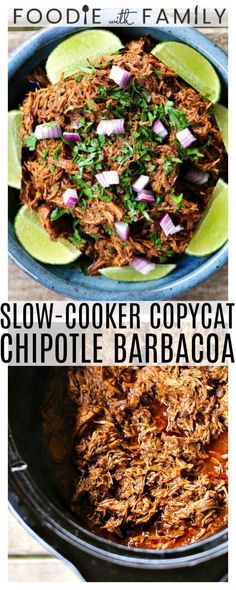 slow cooker copycat chipotie barbacoa recipe with text overlay