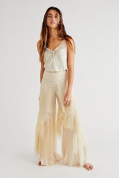 Chiffon Trousers, Chiffon Pants, Free People Pants, Boho Clothing, Preston, Date Night Outfit, Boho Outfits, Fashion Pants, White Formal Dress