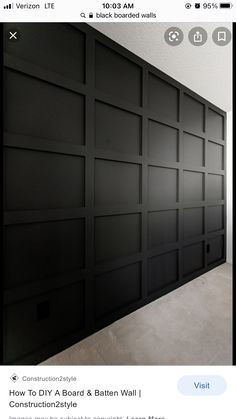 an instagramted photo of a black paneled wall