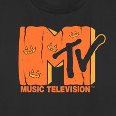 an orange and black t - shirt with the words music television written in front of it