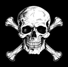 a skull and crossbones on a black background