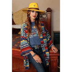 Style number: CTW7365002. Rust, yellow and teal serape. 3/4 bell sleeve. No closures. Light weight. 90% Polyester / 10% Spandex. **pictured: Charlie 1 Horse Dijon Yellow Highway Felt Hat CWHIWA-4036D1** Girls Western Shirts, Womens Boho Tops, Leather T Shirt, Turquoise Shirt, Pink Plaid Shirt, Yellow And Teal, Western Style Shirt, Long Sleeve Denim Shirt, Orange Shirt