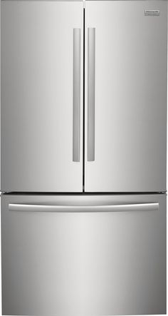 a stainless steel refrigerator freezer with two doors