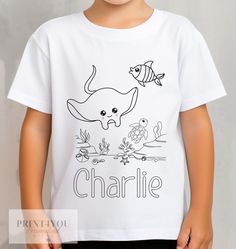 Looking for a fun and creative way to entertain your kids on weekends or to give as party favors? Look no further than our personalized white cotton colour me-in t-shirts! These t-shirts are perfect for unleashing your child's artistic side while keeping them stylishly clad. Our t-shirts are made from 100% cotton and printed using DTG technology, ensuring brilliant and long-lasting colors. Available in sizes 1-12 years, each shirt is personalized by printing your child's name right on the front Playful White Customizable T-shirt, Playful Customizable White T-shirt, Manta Ray, Party Bags, Christmas Baby, Baby Wearing, Kid Names, Under The Sea, Color Me