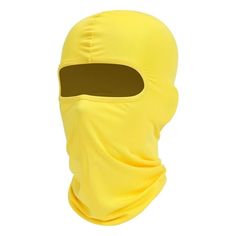 a yellow ski mask on a white background