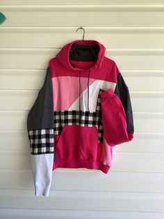 Handmade patchwork hoodie. Love this color combination! Fits size Xs-L Patch Work Blanket Hoodie, Cheap Patchwork Sweatshirt For Women, Trendy Patchwork Cotton Hoodie, Trendy Cotton Patchwork Hoodie, Red Patchwork Hooded Hoodie, Oversized Patchwork Hoodie For Streetwear, Trendy Cotton Color Block Hoodie, Trendy Color Block Hooded Hoodie, Patchwork Cotton Hoodie For Streetwear