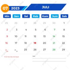 a calendar for the month of july and june with different dates in blue, orange and white