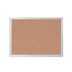 a cork board with white frame on a white background, it is blank for text or image