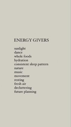 the words energy givers are written in black and white