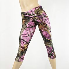 "SXYFITNESS Yoga Pants are available in a capri or legging style. The Hot Yoga Pants are available in two fit options : Low Rise, or High Waist/ Fold Over. These Printed Leggins are functional, with a great fit! Bend and stretch in style FABRIC: High Quality Performance Knit, breathable, 4 way stretch, medium weight lycra. STYLE: Low Rise * XXS/XS: (00-0 US) 8\" rise, 21\" inseam capri, legging 29\" inseam * XS/S: (0-2 US) 8.5\" rise, 21\" inseam, legging 29\" inseam * S/M: (4-6 US) 9.5 \" rise, Camo Bridesmaid Dresses, Pink Camo Pants, Galaxy Pants, Yoga Pants Hot, Low Rise Leggings, Camouflage Leggings, Camo Outfits, Comfy Wear, Pink Camouflage