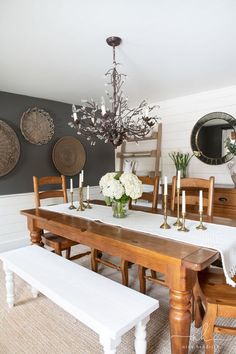 dining room ideas Dining Room Wall Color, Room Wall Colors, Dining Room Paint, House Color Palettes, Dining Room Makeover, Dining Room Colors, White Dining Room, Rustic Dining Room, Dining Room Inspiration