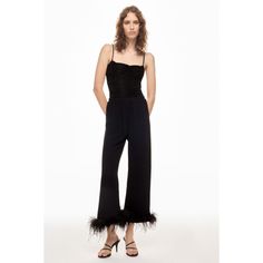 Black (Main: 100% Viscose Standard 100 By Oeko-Tex®; Trim: 100% Feathers). Pants. Pull On. Inseam: 25". Rise: 11.5". Leg Opening: 10.5". Imported. Pajama Pant, Rent The Runway, Feathers, Pajamas, The 100, Trim, Pants, Black, Trousers