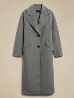 Carys Double-Faced Coat | Banana Republic Paris Fashion 2023, Gray Pants Outfit, How To Dress Like A Model, Dress Like A Model, Fall Winter Trends, Luxe Style, Gray Pants, Grey Coat, Wool Turtleneck