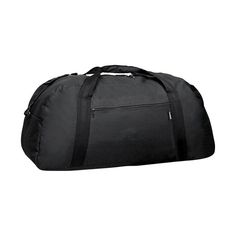 a black duffel bag on a white background