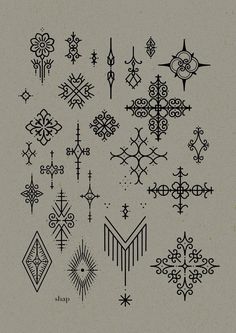 a bunch of different designs on a piece of paper