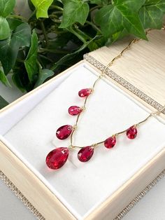 Red Swarovski Crystal Necklace - Swarovski Jewelry - Red and Gold - Red Holiday Jewelry - Royal Scarlet Clear Crystal Necklace