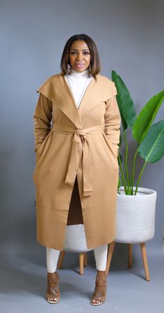 Fall Beige Outerwear With Tie Waist, Casual Winter Outerwear With Tie Waist, Casual Fall Outerwear With Tie Waist, Casual Long Sleeve Belted Outerwear, Winter Outerwear With Tie Waist And Long Sleeves, Casual Long Sleeve Outerwear With Belt, Long Sleeve Outerwear With Tie Waist For Winter, Belted Long Sleeve Sweater Coat, Casual Winter Outerwear With Belt