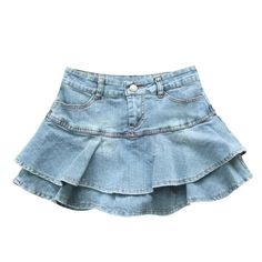 Women's Light Bleach Wash Blue Faded Layered Ruffle Low Rise Slim Fit Denim Jean Mini Skirt Skort With Shorts. Spring 2024 Chic Vintage Casual Western Style. A Line Denim Skirt, Jeans Woman, Rock Outfit, Skirts Women, Pleated Skirts, Denim Skirt Women, Outfit Jeans