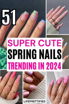 Take a look at this post for some spring nails inspiration. From bright colors and fun patterns to classic florals and pastels, there's something here for everyone! Spring nails short, Spring nails acrylic, Spring nails square, floral nail art, Spring nail ideas, Spring nail designs, Spring nail inspo, floral nail designs, pastel nails, Pastel nail designs. Nails Short Spring, Spring Nails Square, Spring Gel Nails Ideas, Spring Nails Short, Spring Nails Inspiration, Ongles Gel French, Spring Nail Ideas, Spring Break Nails, Simple Spring Nails