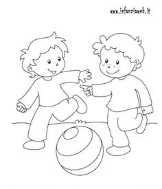 two children playing with a ball coloring pages for kids to print and color on the page