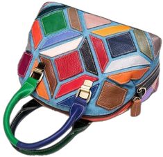 Retro Leather Shoulder Bag For Party, Multicolor Party Bag With Zipper Closure, Retro Multicolor Party Bags, Retro Multicolor Bags For Party, Multicolor Leather Party Bags, Retro Multicolor Bags With Zipper Closure, Multicolor Leather Shoulder Bag For Party, Chromatic Color, Leather Cross