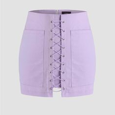 Obsessed With This Skirt But I Ordered The Wrong Size And Missed The Deadline To Return. Has A Corset / Lace Up Feature That Is So Unique And Cool! Lavender / Lilac / Light Purple Color Purple Cotton Mini Skirt For Spring, Lace Up Mini Skirt, Cutout Skirt, Lilac Top, Mini Pleated Skirt, 70’s Style, Light Purple Color, Y2k Skirt, 70s Outfits