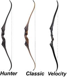 four different types of bow bows with the name hunter classic and archery style arrows on them