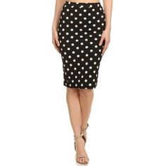 Women's Elastic Waist Band Polka Dot Printed Stretch Pencil Midi Skirt Made in USA, You can easily wear these skirts for everyday wear, party, business setting, and even for loungewear. Size Chart(Inches) / HSK00817S => Length: 25.5/ Waist: 25 M => Length: 25.7/ Waist: 26 L => Length: 25.9/ Waist: 27 XL => Length: 26/ Waist: 28 2XL => Length: 26.2/ Waist: 29 3XL => Length: 26.4/ Waist: 30 Color: Black.  Gender: female.  Age Group: adult. Polka Dot Pencil Skirt, Pencil Midi Skirt, Moa Collection, Work Chic, Polka Dot Skirt, Dot Skirt, Midi Skirt Pencil, Work Wear Women, Todays Outfit