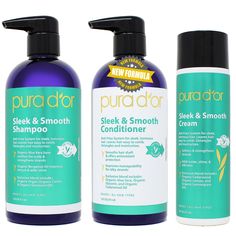 PRICES MAY VARY. COMPLETE HAIR TRANSFORMATION: PURA D'OR Sleek & Smooth Set combines the power of the shampoo, conditioner, and cream to provide a comprehensive hair care solution, delivering a complete transformation for your hair. FRIZZ-FREE, SMOOTH, AND MANAGEABLE HAIR: With the anti-frizz system in the shampoo and conditioner, and the smoothing properties of the cream, this set works synergistically to tame frizz, leaving your hair smooth, sleek, and easily manageable. INTENSE HYDRATION AND Pura D'or, Silky Smooth Hair, Hair Smooth, Hair Frizz, Geranium Oil, Bergamot Oil, Anti Frizz, Frizz Free, Silky Hair