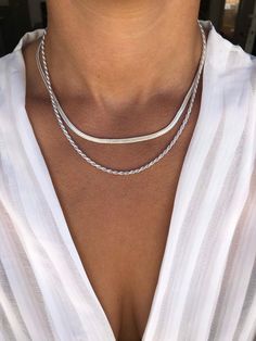 Kenya Moore, Silver Necklace Simple, Classy Necklace, Black Beaded Bracelets, Necklace Layering, Layering Necklace, Necklace Dainty, Layered Necklace