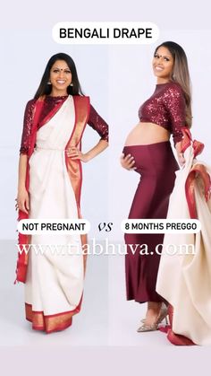 A stunning drape to try whether you are pregnant or not ❤️ Tia Bhuva, Saree Silhouette, Indian Baby Showers, Best Shapewear, Saree Drape, Saree Draping Styles, Indian Baby, Saree Draping