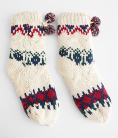 Muk Luks Cabin Slipper Sock - Cream S/M, Women's Vanilla Shop more: Irresistibly Soft Plush knit faux fur lined socks Slip resistant outsole Size S/M fits shoe sizes 5-7 Size L/XL fits shoe sizes 8-10. Shell: 94% Acrylic 6% Polyester. Lining: 100% Polyester. Machine wash cold. Only non-chlorine bleach. Dry flat. Apparel & Accessories Holiday Socks, Slipper Socks, Womens Loungewear, Socks Women, Soft Plush, Women's Shoes, Apparel Accessories, Faux Fur, Vanilla