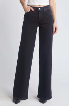 Re/Done Mid Rise Wide Leg Jeans | Nordstrom Wide Legs, Retro Chic, Dark Wash Jeans, Wide Leg Jeans, Leg Jeans, Chic Style, Mid Rise, Wide Leg, Nordstrom