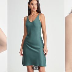 New With Tags And Never Been Worn. This V-Neck Satin Sleeveless Dress Is Super Lightweight And Comfortable And Can Be Dressed Up Or Down, Styled With Heels And A Blazer, Statement Jewelry, And A Belt. Us Size Small Fits Sizes 4 And 6. Feel Free To Reach Out With Any Offers Or Questions! :) Elegant Green V-neck Camisole, Green V-neck Slip Dress For Daywear, Elegant Green Camisole Dress, Elegant Green V-neck Slip Dress, Casual V-neck Slip Dress For Night Out, Fitted Green V-neck Slip Dress, Elegant Green Slip Dress For Daywear, Chic Green Sleeveless V-neck Dress, Chic Green Camisole Dress