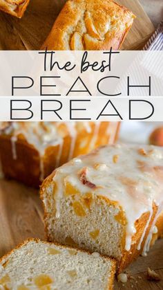 the best peach bread is sliced and ready to be eaten