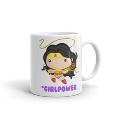 Featured is a Girl Power Mug with a Wonder Woman inspired hero. Whether youre drinking your morning coffee, your evening tea, or something in between – this mugs for you! Its sturdy and glossy with a vivid print thatll withstand the microwave and dishwasher. REASONS TO BUY: • You or someone you know loves Wonder Woman • Celebrate girl power! • Keep it at the office to use throughout the day • This gift is a great novelty item • Makes a great conversation piece • Use as a stocking stuffer or whi Superhero Blanket, Wonder Woman Superhero, Superwoman Coffee Mugs, Coffee Cup Gifts, Novelty Items, Girl Power, Conversation Piece, Stocking Stuffers