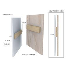 an open door with the parts labeled in it and showing how to put them together