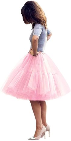 PRICES MAY VARY. Midi Knee Length Skirt for Bridal Wedding Tutu Skirt,pleated tulle dance skirt,1950’s style dress rockbility petticoat underskirt Dense skirt:5 layers in total,4 layers tulle and 1 layer lining.Made of smooth and comfortable fabric,eco-friendly.Looks puffy.Not see-through Size Small-Large= 23.6inch -31.4inch (60cm-80cm); Size XL-XXL=31.4inch-39.3inch(80cm-100cm). The length of the skirt is 23.6inch(60cm).Please double check the size before you place the order.The satin ribbon wi Tutu En Tulle, Black Quinceanera Dresses, Womens Tulle Skirt, Tule Rok, Gonna In Tulle, Mid Skirt, Tulle Midi Skirt, Layered Tulle Skirt, Princess Skirt