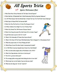 an all sports trivia is shown with the words and pictures below it, as well as