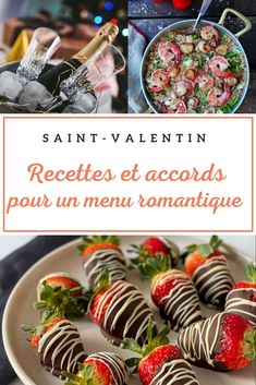 the cover of saint - valentin's recipe book with strawberries and chocolate covered strawberries