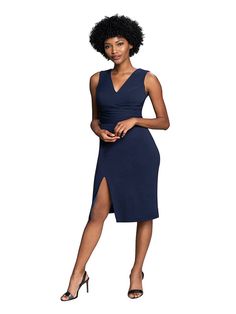 Flattering and sophisticated, this midi-length crepe dress in Navy features a figure-skimming silhouette, alluring side slits, and a tie that wraps around the waist. Fully Lined Body-Con Silhouette Self: 96% Polyester 4% Spandex Lining: 95% Polyester 5% Spandex Center Back Zipper Tie Waist Hand Wash Cold, Line Dry, Low Iron Inside Out if Needed, Can be dry cleaned Arizona Summer, Paloma Dress, Wide Leg Jeans Cropped, Dresses Xxl, Midi Cocktail Dress, Midi Sheath Dress, Leopard Print Blouse, Dress The Population, Chiffon Skirt