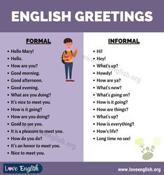 an english poster with the words formal and informal